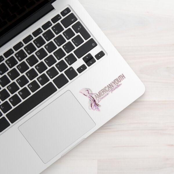 Laptop keyboard with American Youth sticker